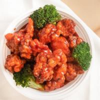 H 8. General Tso'S Chicken · Hot and spicy. Tender chunky chicken meat marinated and quickly fried till crispy served ove...