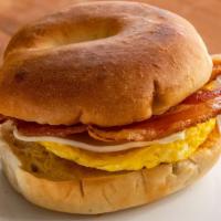 Bacon Egg & Cheese Bagel · Toasted Bagel, Bacon , Egg & Cheese 

Pork Bacon Only (Turkey Bacon Not Available)