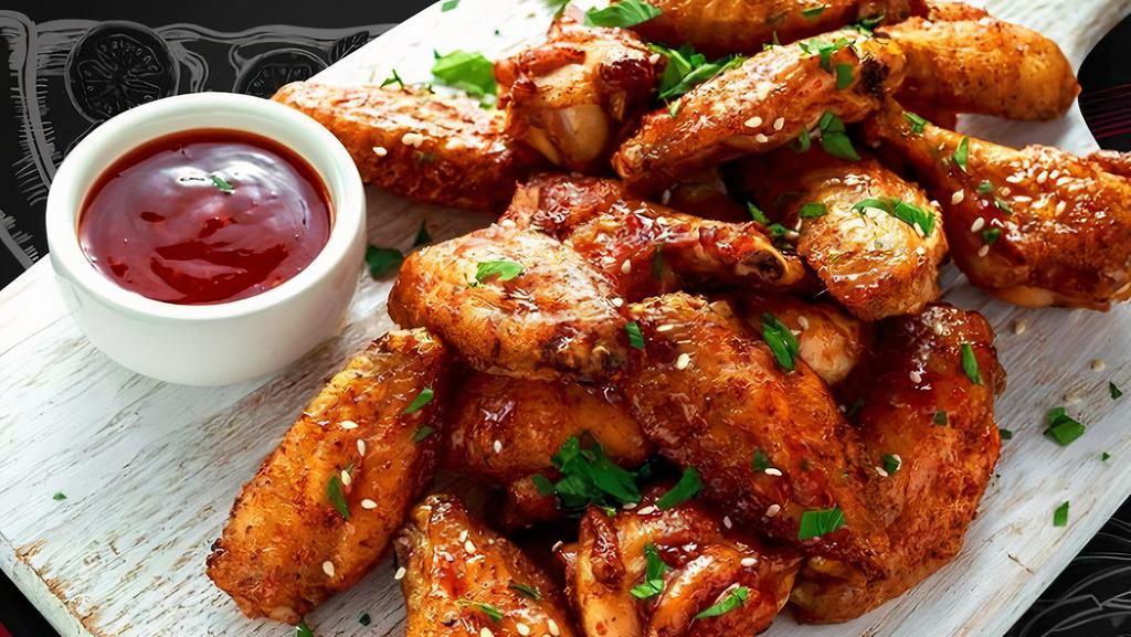 Chicken Wings (10 Pieces) · Hot, plain or BBQ and (blue cheese or ranch).