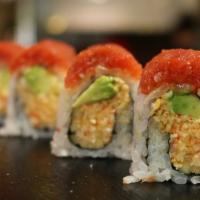 Red Dragon Roll · Spicy cali topped with spicy tuna and wasabi mayo sauce
