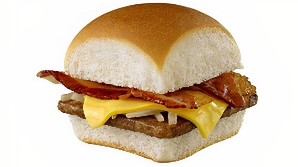 Bacon Cheese Slider Cal 220-240 · Crispy chicken topped with hickory-smoked bacon and smoky cheddar!