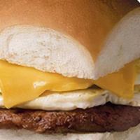 Sausage Breakfast Slider Cal 350-360 · Savory sausage, a fresh-cracked egg, and your choice of American, Jalapeno, or Smoked Chedda...