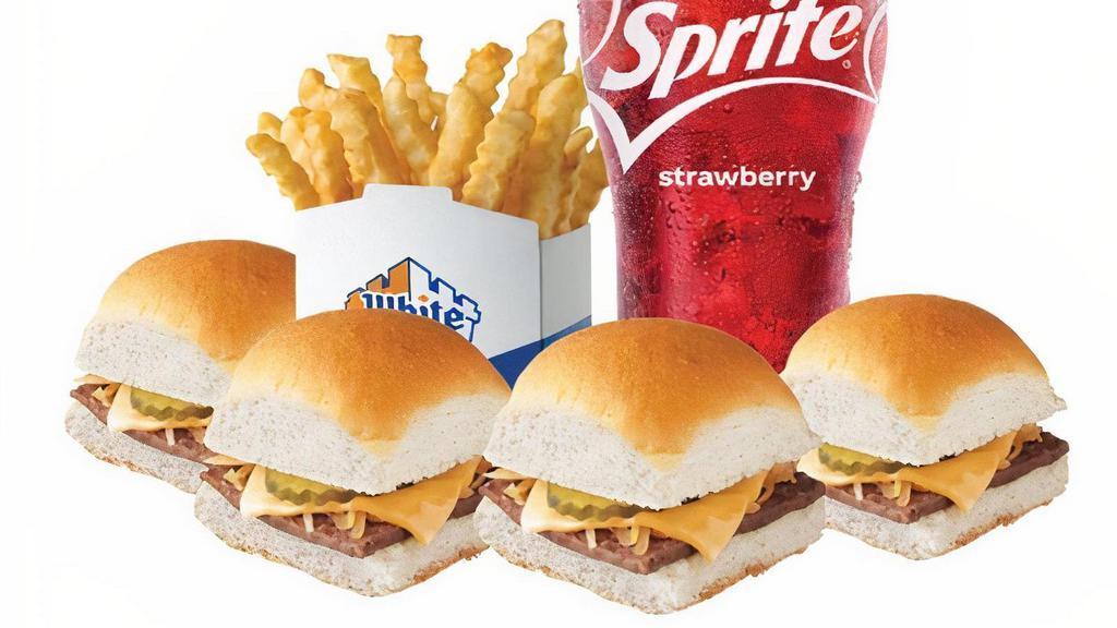 Cheese Slider Meal Cal 1010 – 1420 · Includes four Cheese Sliders, Small Fry, and Small Soft Drink.