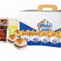 Epic Road Trip Meal 5850 – 7650 · 30 Original Sliders, 5 small French Fries, and 4 small soft drinks.