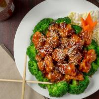 General Tso'S Chicken · Hot and spicy. Spicy sweet sauce, crispy chicken, red pepper, scallions.