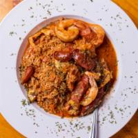 Jambalaya · Shrimp, crawfish, peppers, chicken, andouille sausage, rice.