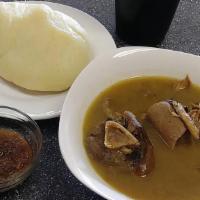 Goat Soup · Pepper soup simmered with goat, seasoned with hot pepper, and
served with fufu or rice.