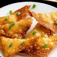 Crab Rangoon (6) · Cream cheese and crabmeat fried wontons! Must Try! Comes with sweet chili dipping sauce.