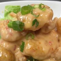 Bing Bang Shrimp (Chef Choice) · Fried shrimps tossed in a lightly spicy creamy sauce.
