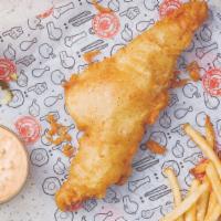 Fish & Chips Basket · Haddock filet, flash fried in beer batter, with our signature tartar sauce, cole slaw and yo...