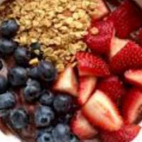 Berry Good · Acai juice, granola, strawberry and blueberry.