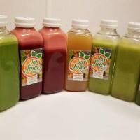 3 Day Cleanse · 18 (16 Oz) Fresh squeezed Juices
2 - Immune Booster - Organic Carrot, Fuji Apple & Organic G...