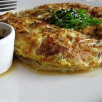 Shrimp Egg Foo Yong · shrimp with Pork with onion, green onion and bean sprouts