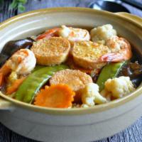 Vegetarian Seafood Tofu · Vegetarian shrimp ,fish ball , scallop ,lobster stick and lobster slice TOFU Mixed vegetable...
