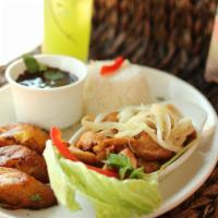 Chicharrones De Pollo - Chicken Chunks · Boneless chunks of breast marinated and deep fried, topped with sauteed onions.