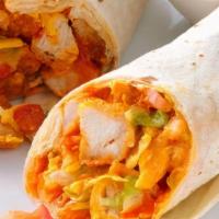 Crispy Buffalo Chicken Wrap · Crispy cornmeal-crusted chicken tossed in buffalo sauce with applewood smoked bacon, lettuce...