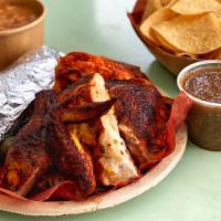 Pollo Al Carbon For 6-8 · 2 whole birds, salsa and chips, quarts of rice and beans.