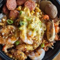 Pick 1 Seafood/Rice Bowl · All bowls come with rice, corn, potatoes, and sausage.