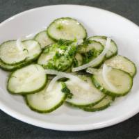 Cucumber Salad · Vegetarian. Cucumber, dill and spices.