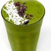 Almond Bliss Smoothie · Banana • Spinach • Cocoa Nibs • Almond Milk • Almond Butter • Vanilla Protein Powder • Toppe...
