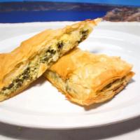 Spinach Pie · Baked phyllo filled with spinach, Feta, and herbs.