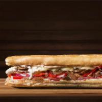Vegetarian Sandwich · French bread, mushrooms, red onion, red peppers, mozzarella cheese and Qbano sauce.