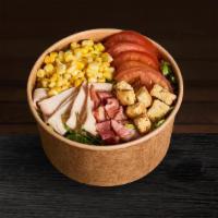 Turkey Salad · Turkey breast ham, bacon, sweet corn, tomatoes, croutons, lettuce, romaine lettuce and honey...