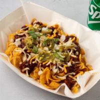 Frito Pie · Fritos topped with chili, cheese, onions and jalapenos.
