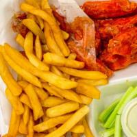 Wings Combo · Served with fries, drink, celery, and dressing.