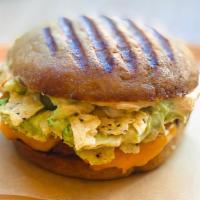 Oh My Guac Burger! · Tex Mex Guacamole style Burger. Cheddar Cheese+ Our house Vegan Patty on a Handcrafted Glute...