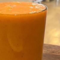 Smooth # 4 · Papaya, banana, pineapple, strawberries, orange juice. 16 oz.