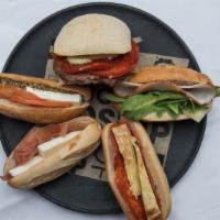 Veggie Collection · #9. Mozzarella, tomato & pesto
#40. Goat cheese, tomato & honey mustard
#69. Manchego cheese...