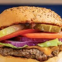 Johnny'S Burger & Choice Of Appetizers · Burger has lettuce, tomato, onions, ketchup, mayonnaise, pink mustard, pineapple sauce, chip...