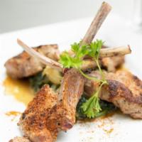 Lamb Chops · Served with rice and spinach