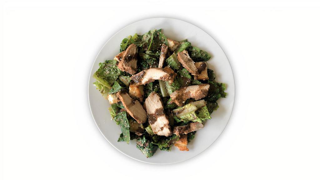 Chicken Balsamic Salad · Grilled chicken on a large portion of fresh romaine lettuce, dressed with Parmesan cheese, and tossed in our homemade Balsamic dressing and homemade croutons .