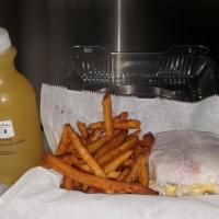 Lamb Burger Combo  · Lamb Cheese Burger and fries with a Pineapple Lemonade or Ginger Lemonade