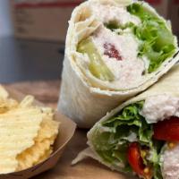 Tuna Salad Wrap · Wrap, mayo, tuna salad, tomato, onion & pickle