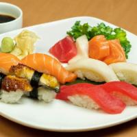 Sushi Sashimi Combo · 8 piece of assorted sushi and 4 pieces of sashimi
