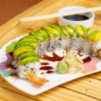 Dragon Roll · Shrimp Tempura / cucumber topped with avocado and eel sauce