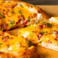 Potato · Sour cream, potatoes, green onions, bacon, and cheddar. There is bacon in the mix that can n...