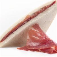 Serrano Ham Sandwich · Sandwich jamon serrano. Artisan white bread sandwich, baked to perfection combined with deli...