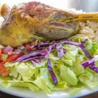 Lamb Shank Kabob · Lamb Shank Simmered Perfection 4 hours. Served With A Salad &Afghan Rice.