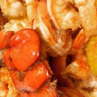 #17. 1 Cajun Boiled Lobster Tail + 8 Jumbo Shrimps + Corn & Potato · 1 Cajun Boiled 6oz Lobster Tail + 8 Jumbo Shrimp peeled and deveined + Corn & Potato