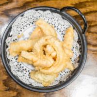 Shrimp Tempura Appetizer · Deep-fried three battered shrimps and assorted vegetables served with tempura dipping sauce.