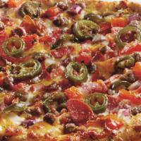 Loaded Cheese Dippers · A 4-cheese blend, plus bacon, sausage, onions, jalapeños, tomato and pepperoni loaded onto y...