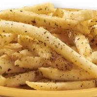 French Fries · Golden fries sprinkled with italian herbs and a choice of dipping sauce.