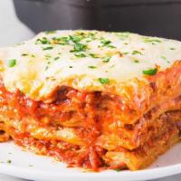 Lasagna Bolognese · Classic Italian lasagna layered with meat sauce and cheese.
