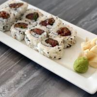 Spicy Tuna Roll (8 Pieces) · Tuna (AAA Bluefin), scallions sushi rice, sriracha and spicy kimchi sauce. Side of wasabi, g...