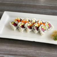 Tuna California Roll (10 Pieces) · Tuna (AAA Bluefin) with cucumber, avocado, masago, sushi rice and sesame seeds. Side of wasa...