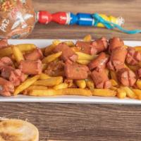 Salchipapas / Fries With Hotdog Sausages · 